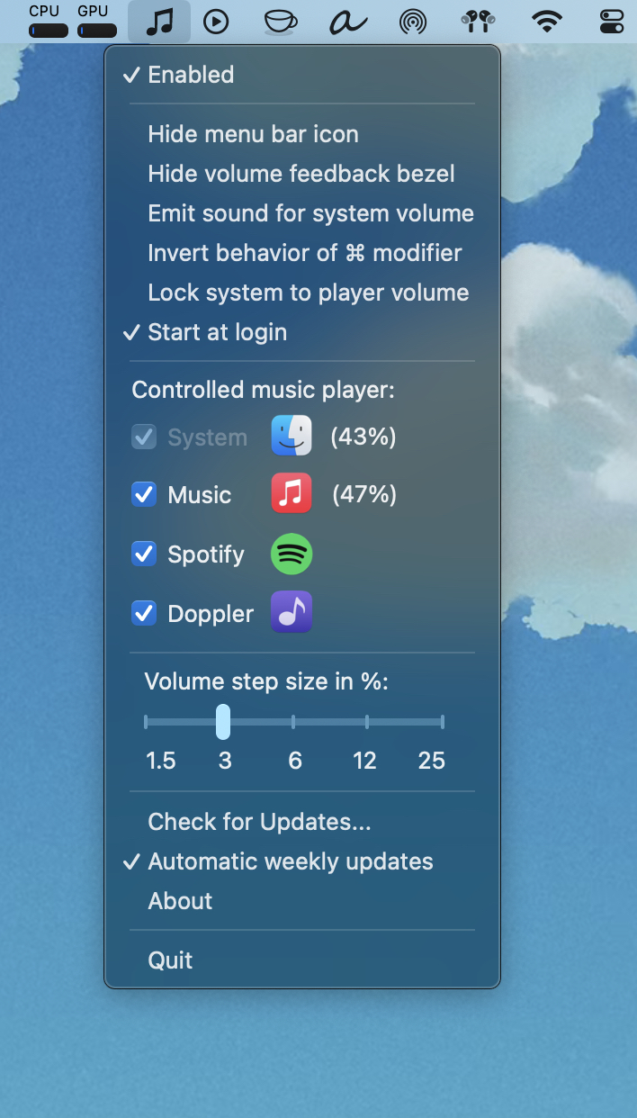 Screenshot of the application