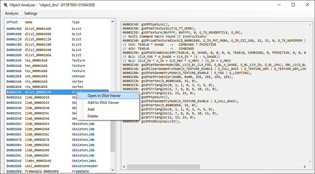 Opening dlist_00002C48 in Z64Utils