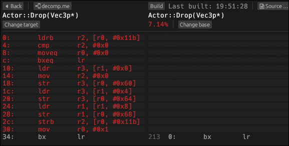 Function in objdiff