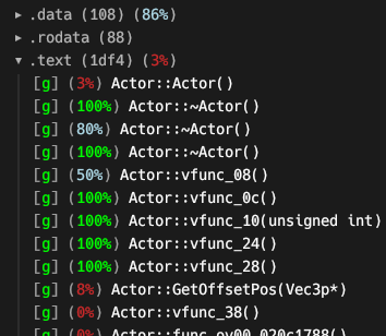 List of symbols in objdiff