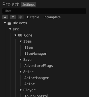 List of objects in objdiff