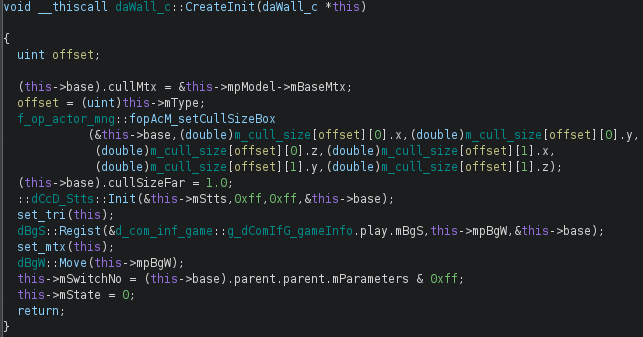 Ghidra function after fully defining the struct