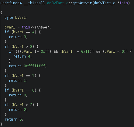 A comparison tree switch in Ghidra