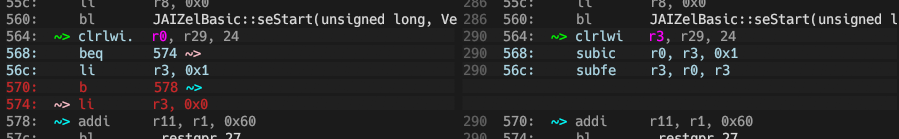 Incorrect branch optimization in objdiff